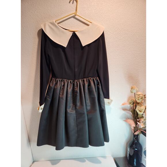 Pianoforte di MaxMara Black & Ivory‎ Long Sleeve Fit & Flare Dress, Size IT 38 - Picture 2 of 10